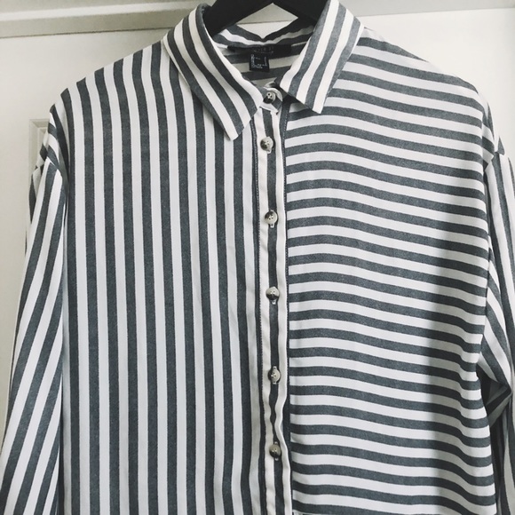Striped Button Down, Long Sleeve Tunic - Picture 2 of 3